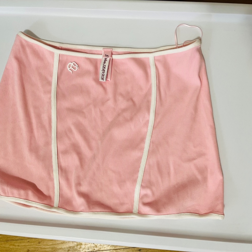 RoomSERVICE888 Pink Low Rise Micro Mini Skirt Ribbed - Picture 4 of 5